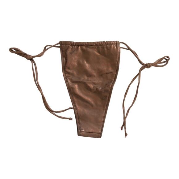 Pretty Little Things Brown Shimmer Tie Side Tanga Bikini Bottoms Size 8 - Picture 5 of 15